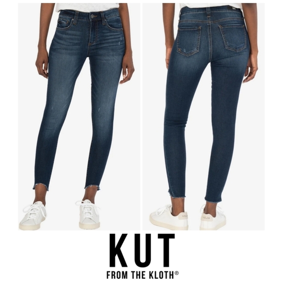 Kut from the Kloth Denim - KUT From The Kloth Connie Slim Fit Ankle Jeans With Raw Hem/Fringe Hem Size 10